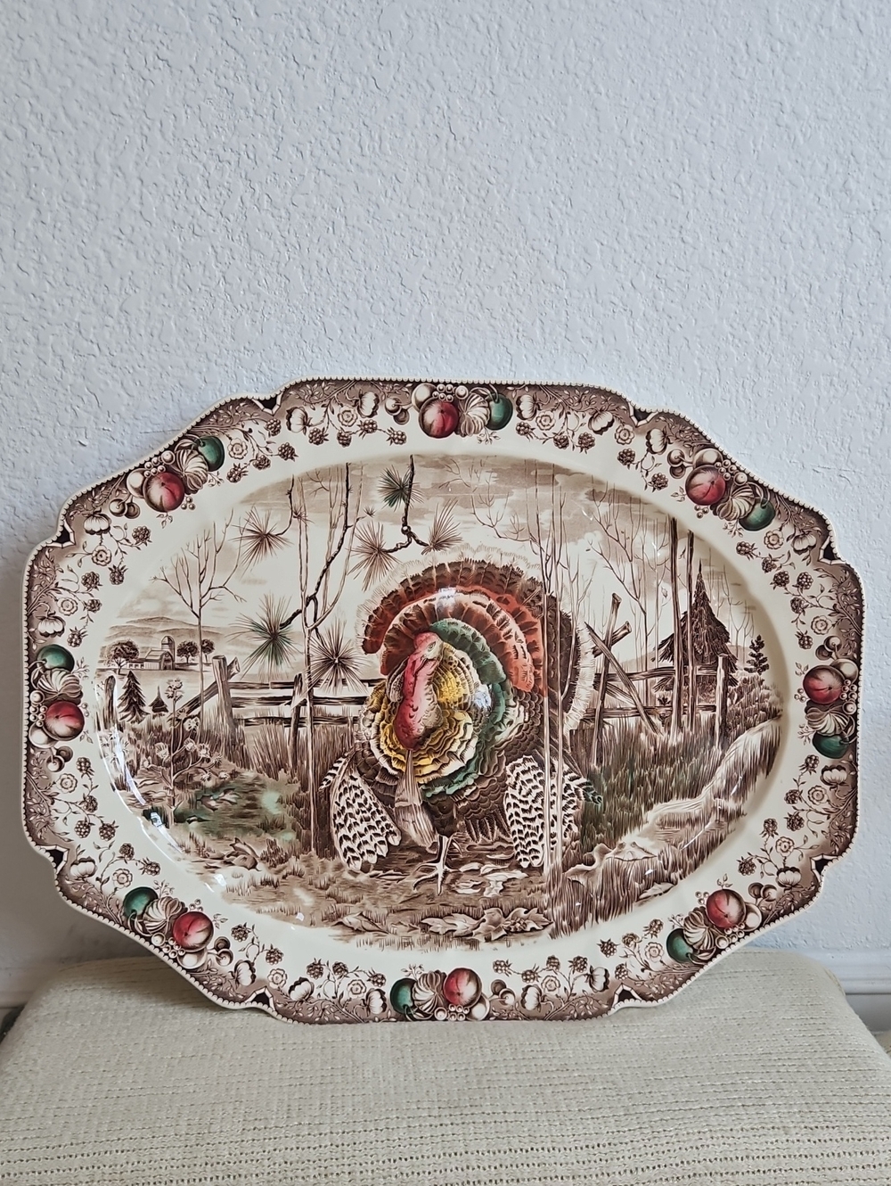 Vintage Johnson Brothers "His Majesty" 20" Turkey Platter Made in England